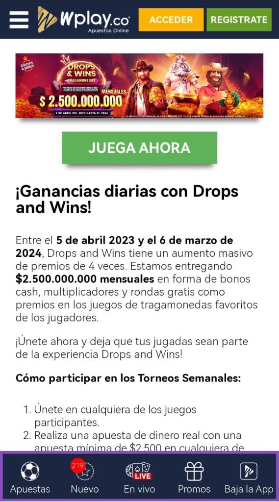 Drops & Wins. Wplay