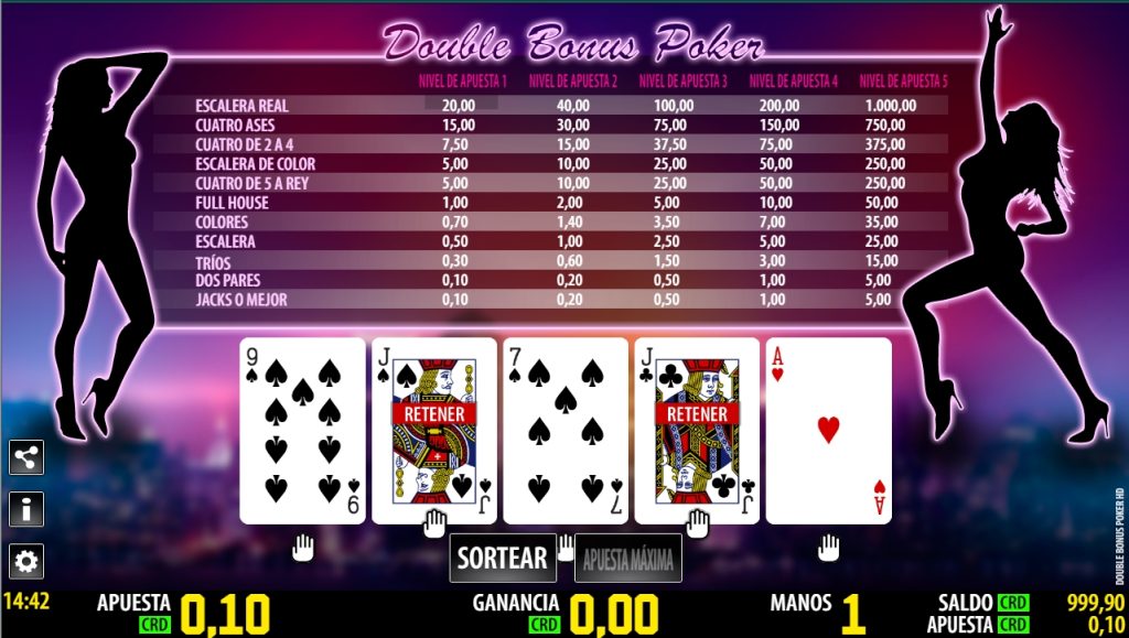 Juego Double Bonus Poker en Yajuego casino