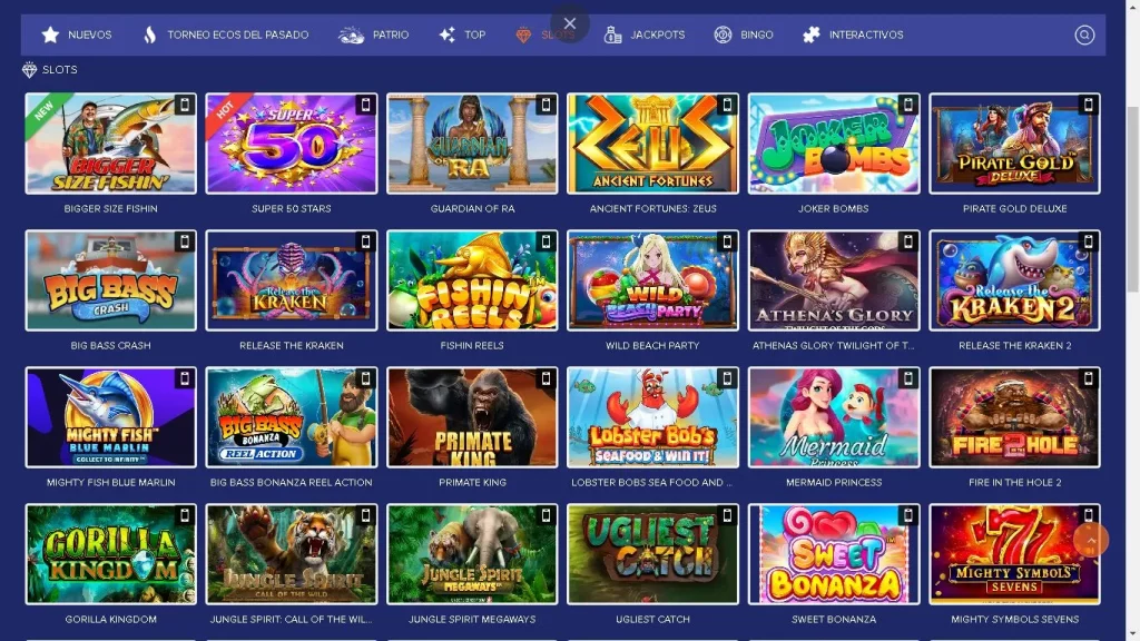 Sección de slots