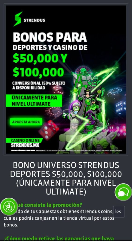 Bono universo Strendus Casino hasta $100000 MXN. Strendus