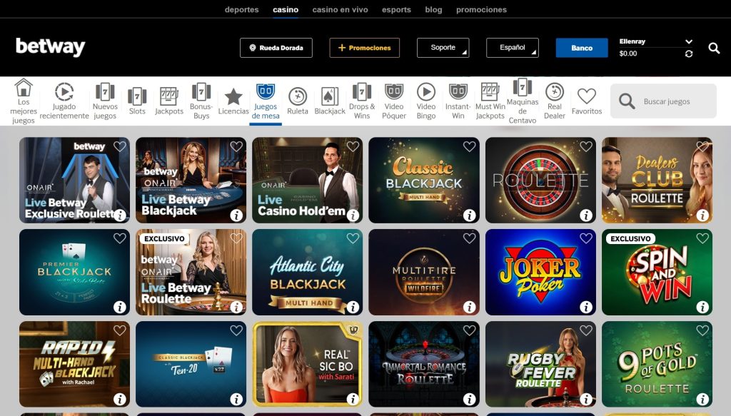 Juegos de casino online Betway