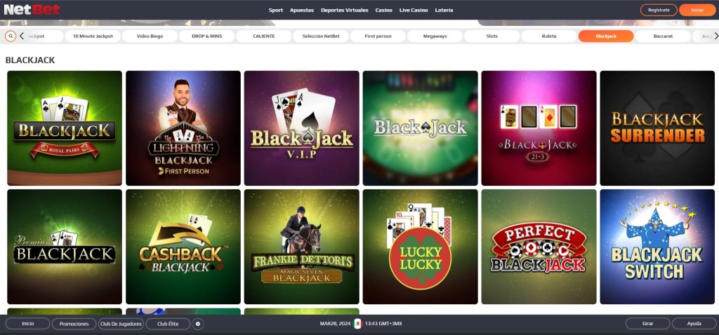 Mesas de blackjack en línea