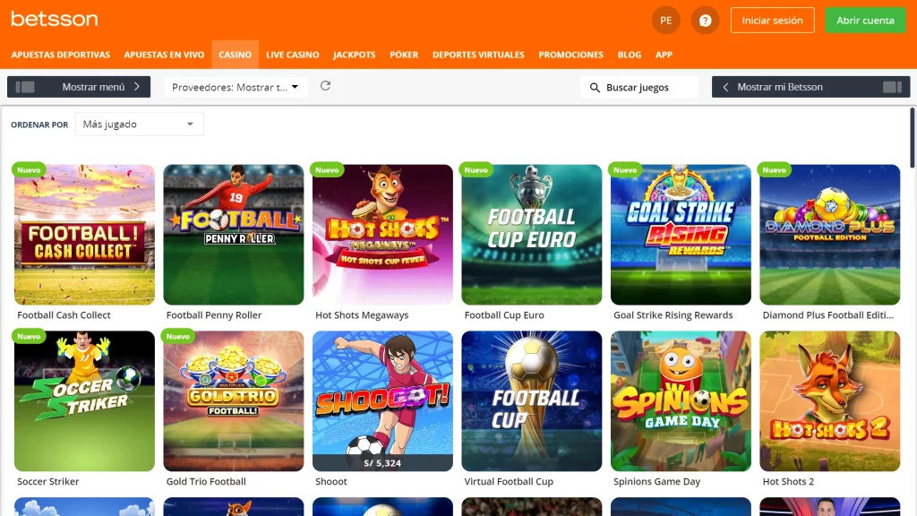 Juegos de Fútbol, Betsson