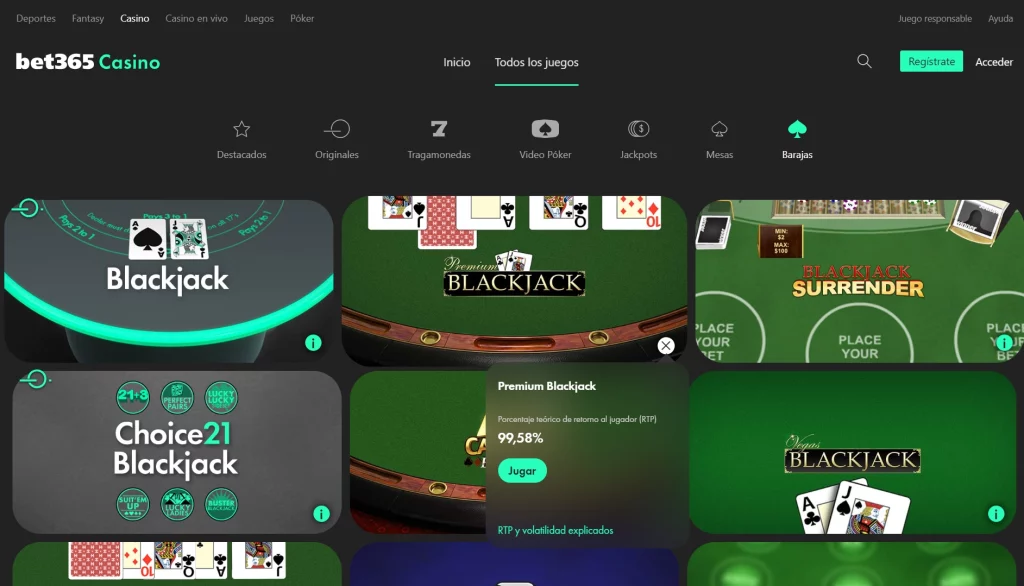 Blackjack, Bet365