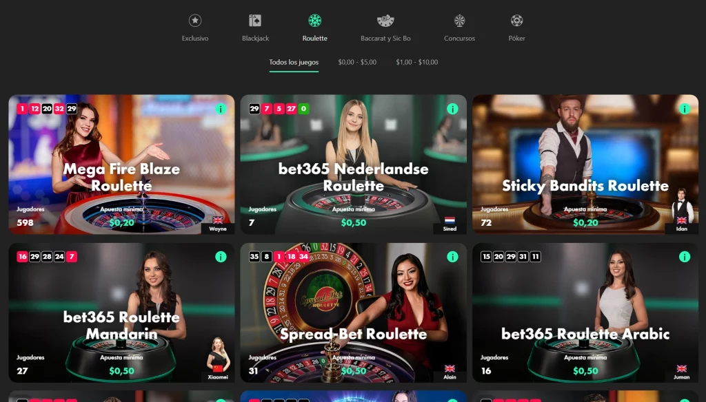 Casino en vivo, Bet365