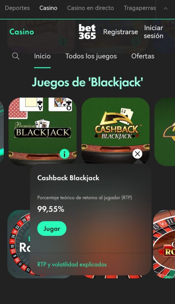 Blackjack. Bet365