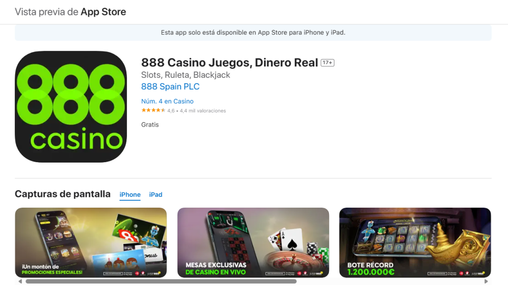 App de 888 Casino en la App Store