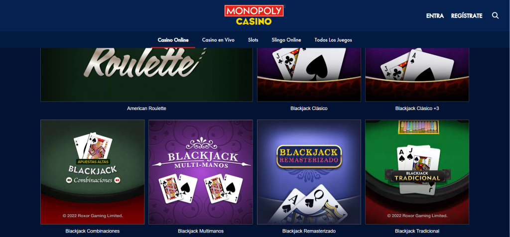 Blackjack en Monopoly Casino