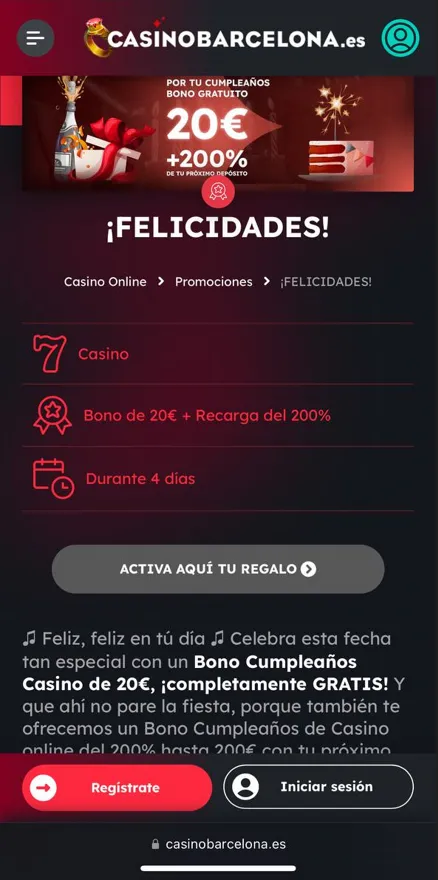 Bono Cumpleaños Casino de 20 €, Casino Barcelona