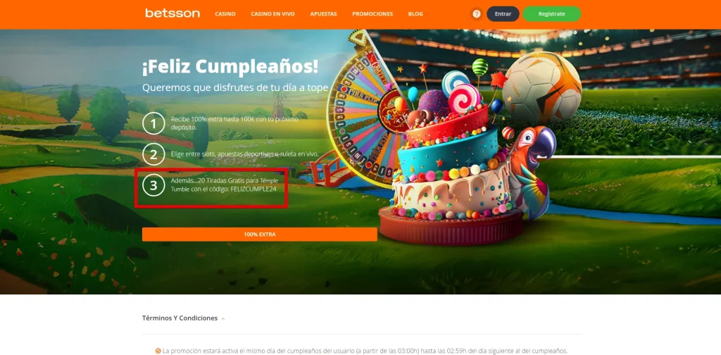 Código promocional para tiradas gratis sin depósito, Betsson